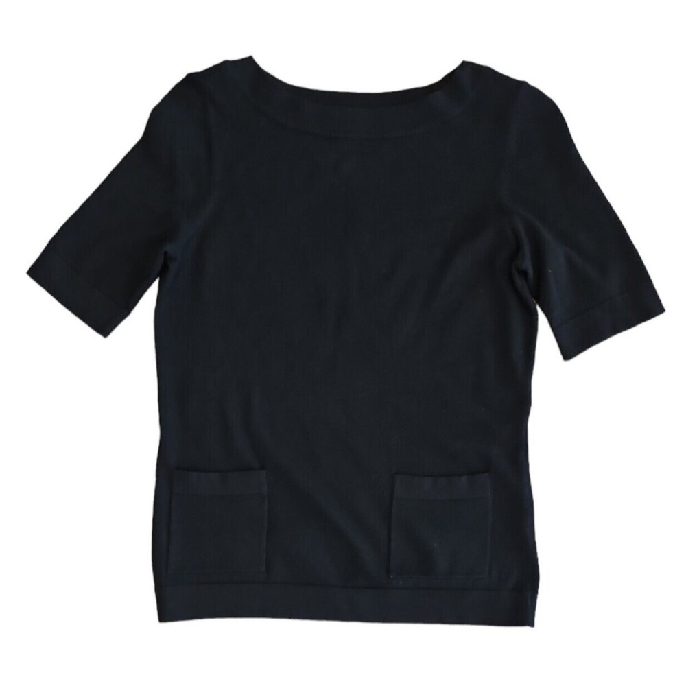 Talbots Blouse Womens S Black Top With Pockets Work